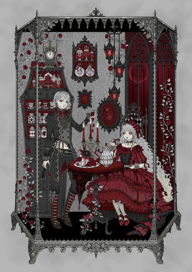 +プリザーブドフラワー+ 制作実績 、ゴシック 、ゴスロリ 、ファッションイラスト、西洋装飾デザイン、柄デザイナー、柄デザイン、Gothic Lolita fashion artwork、ロリータファッション、イラストレーター、零夜、Reiya カリスマ、原創,台灣插畫,台灣插畫家